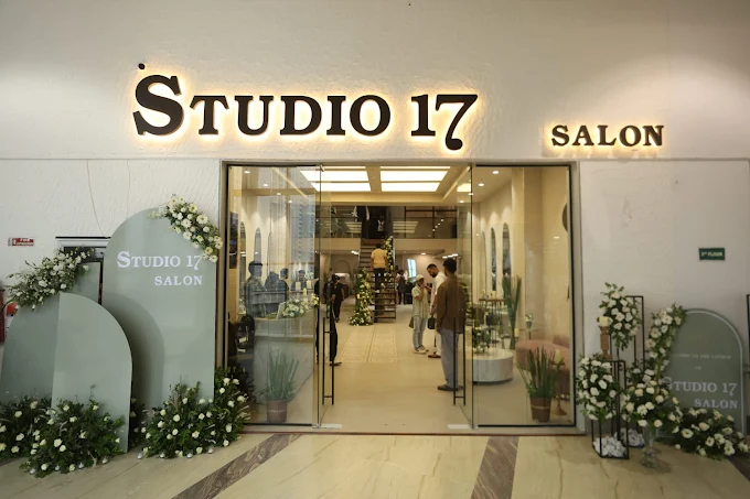 Interior of Studio 17 Salon showing luxury styling chairs and elegant decor in DLF Galleria Gurgaon