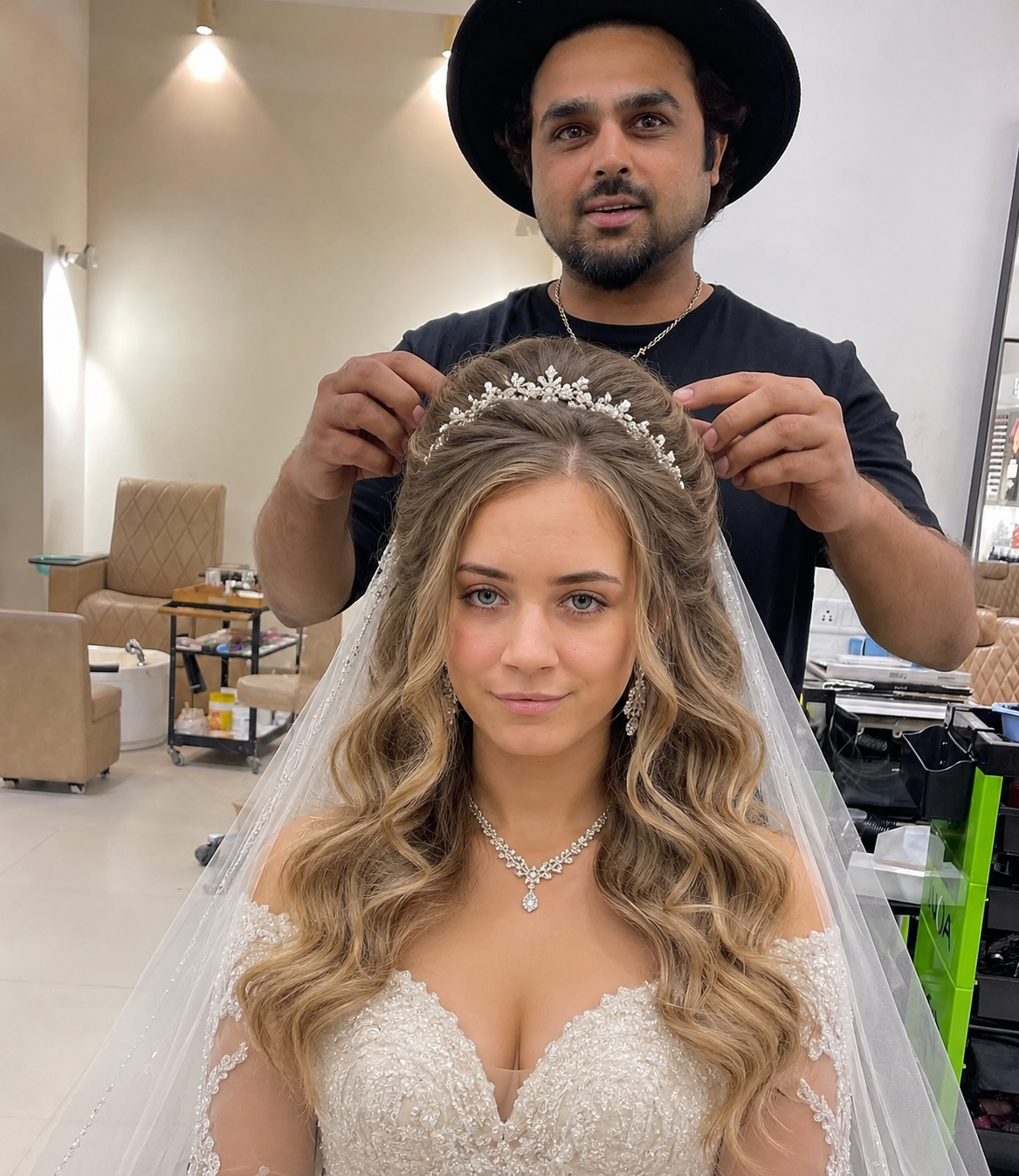 Bridal hair styling and makeup at Studio 17 Salon Gurgaon